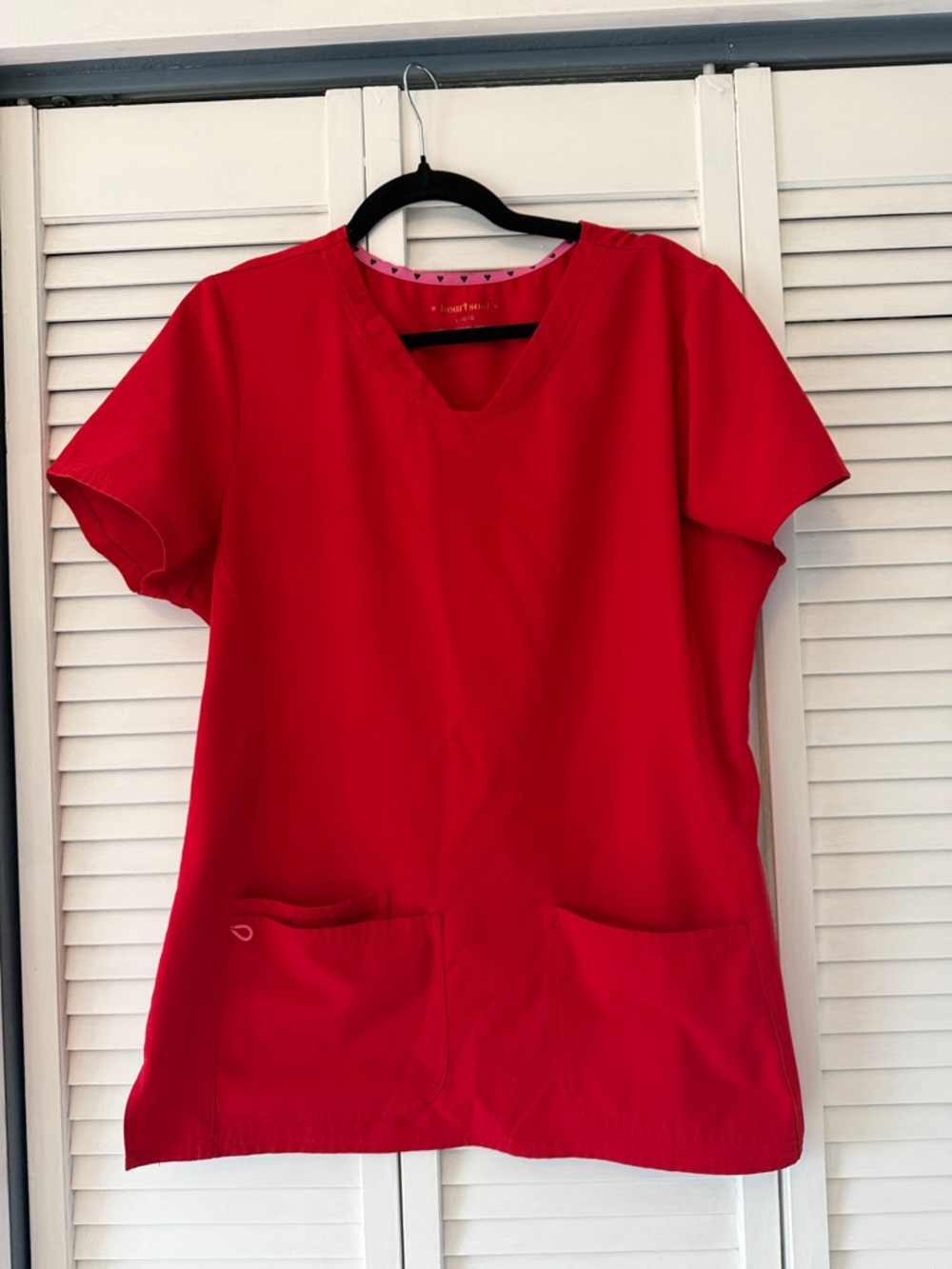 HeartSoul Women's Red V-Neck Medical Scrub Top and Matching Bottoms